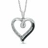 Thumbnail Image 0 of Black and White Diamond Accent Heart Pendant in Sterling Silver