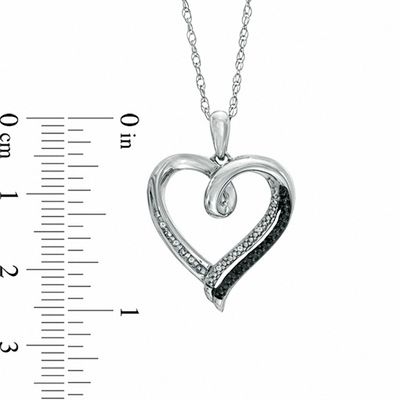 Black and White Diamond Accent Heart Pendant in Sterling Silver