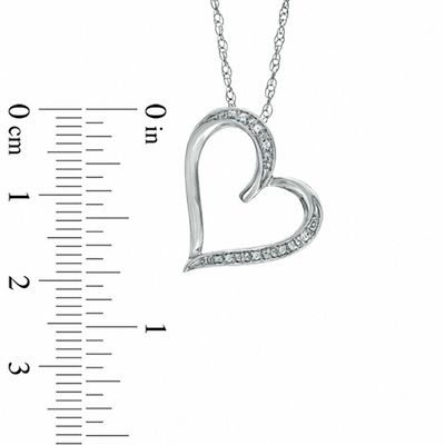 Diamond Accent Tilted Heart Pendant in Sterling Silver