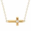 Thumbnail Image 0 of TEENYTINY™ Crystal Sideways Cross Necklace in 10K Gold - 17"