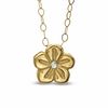 Thumbnail Image 1 of TEENYTINY™ Diamond-Cut Flower Pendant in 10K Gold - 17&quot;