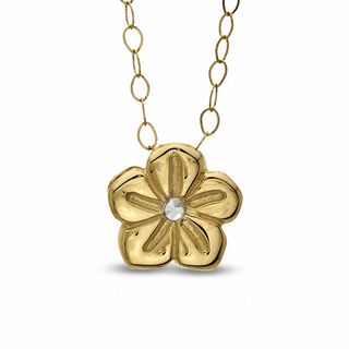 TEENYTINY™ Diamond-Cut Flower Pendant in 10K Gold - 17"