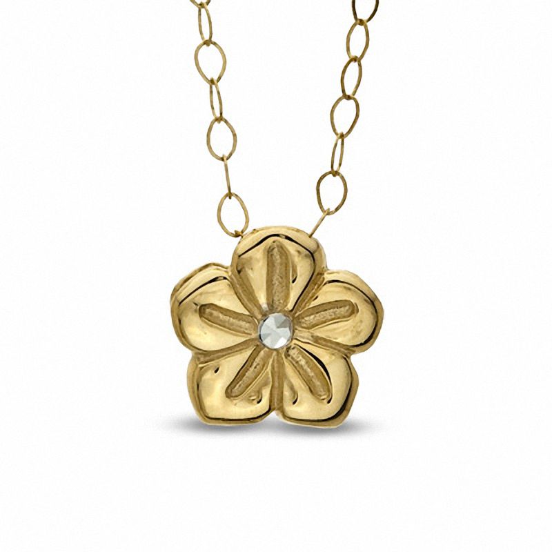 TEENYTINY™ Diamond-Cut Flower Pendant in 10K Gold - 17"|Peoples Jewellers