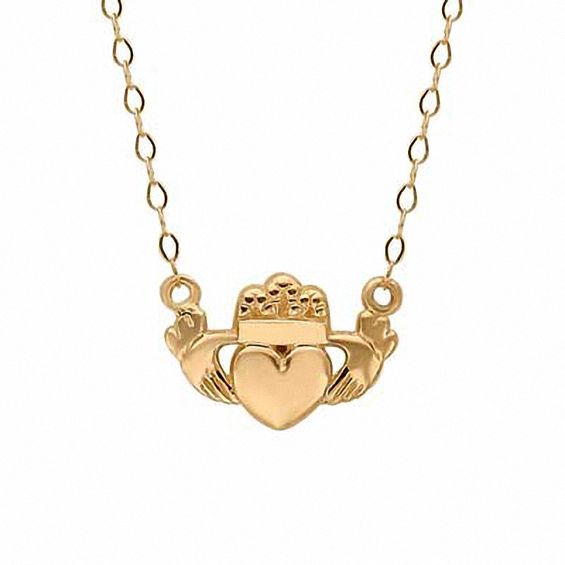 TEENYTINY™ Claddagh Necklace in 10K Gold - 17"