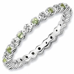 Stackable Expressions™ Peridot and Diamond Accent Eternity Band in Sterling Silver