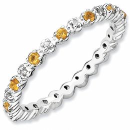 Stackable Expressions™ Citrine and Diamond Accent Eternity Band in Sterling Silver
