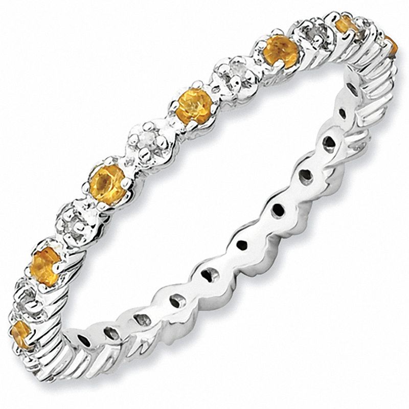 Stackable Expressions™ Citrine and Diamond Accent Eternity Band in Sterling Silver