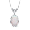 Thumbnail Image 0 of Oval Lab-Created Opal and White Sapphire Pendant in Sterling Silver