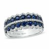 Thumbnail Image 0 of Vera Wang Love Collection Blue Sapphire and 0.30 CT. T.W. Diamond Double Row Anniversary Band in 14K White Gold