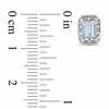 Thumbnail Image 1 of Emerald-Cut Aquamarine and Diamond Accent Stud Earrings in Sterling Silver