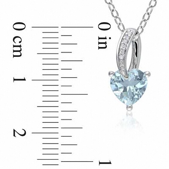 7.0mm Heart-Shaped Aquamarine and Diamond Accent Pendant in Sterling Silver