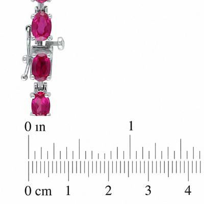 Oval Lab-Created Ruby Tennis Bracelet in Sterling Silver