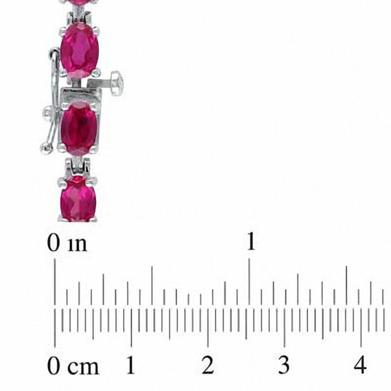 Oval Lab-Created Ruby Tennis Bracelet in Sterling Silver