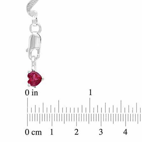 6.0mm Heart-Shaped Lab-Created Ruby and Diamond Accent Bracelet in Sterling Silver