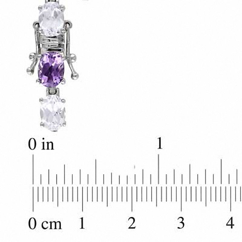 Oval Amethyst and White Lab-Created Sapphire Bracelet in Sterling Silver - 7.25"