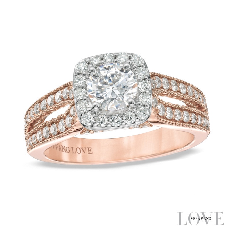 Vera Wang Love Collection 1.18 CT. T.W. Diamond Split Shank Engagement Ring in 14K Rose Gold|Peoples Jewellers