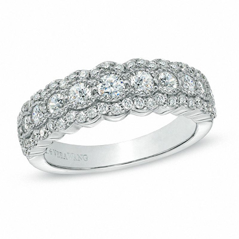 Vera Wang Love Collection 1.00 CT. T.W. Diamond Scallop Anniversary Band in 14K White Gold|Peoples Jewellers