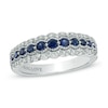 Thumbnail Image 0 of Vera Wang Love Collection Blue Sapphire and 0.21 CT. T.W. Diamond Anniversary Band in 14K White Gold