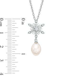 6.0-7.5 Freshwater Cultured Pearl and Lab-Created White Sapphire Pendant and Earrings Set in Sterling Silver