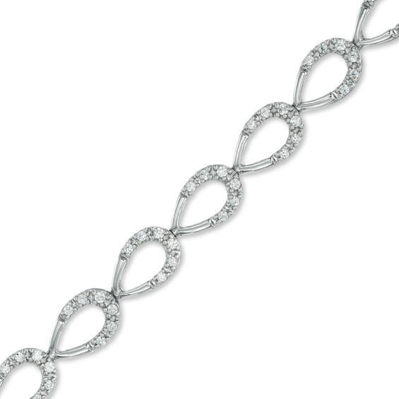 0.51 CT. T.W. Diamond Open Oval Link Bracelet in 10K White Gold