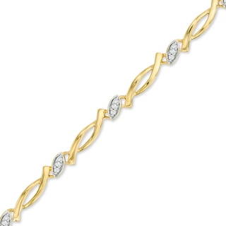 0.16 CT. T.W. Diamond Station Bracelet in 10K Gold