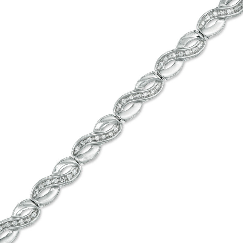 0.50 CT. T.W. Diamond Large Infinity Bracelet in 10K White Gold