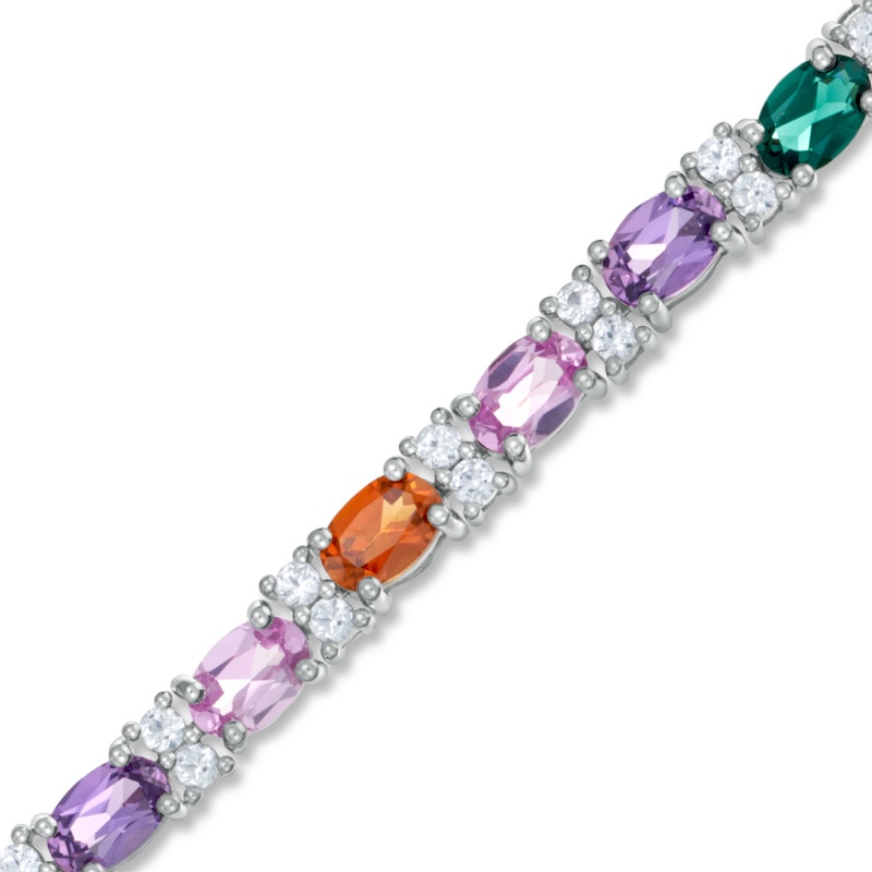 Lab-Created Multi-Gemstone Bracelet in Sterling Silver - 7.25"