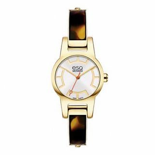 Ladies' ESQ Movado Nova Tortoise-Pattern Gold-Tone Bangle Watch with Silver-Tone Dial (Model: 07101423)