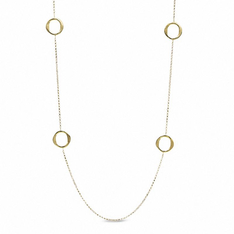 Charles Garnier Twist Circle Necklace in Sterling Silver with 18K Gold Plate - 27"|Peoples Jewellers