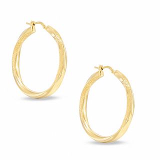 Charles Garnier 35mm Slim Twist Hoop Earrings in Sterling Silver with 18K Gold Plate