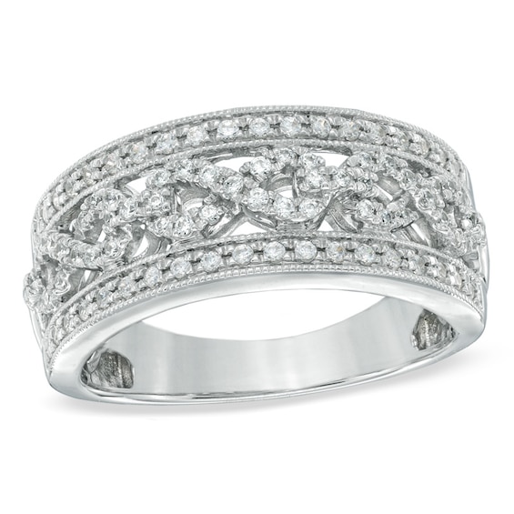 0.38 CT. T.W. Diamond Infinity Symbol Anniversary Band in 10K White Gold