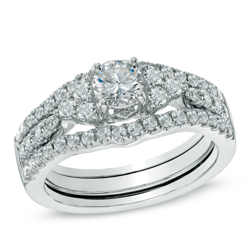 1.30 CT. T.W. Diamond Bridal Set in 14K White Gold|Peoples Jewellers