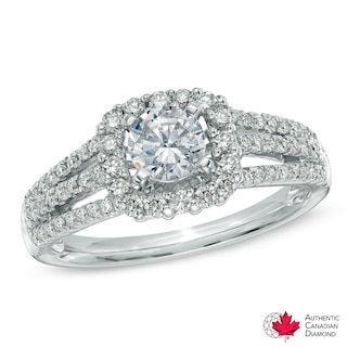 1.00 CT. T.W. Certified Canadian Diamond Split Shank Engagement Ring in 14K White Gold (I/I1)