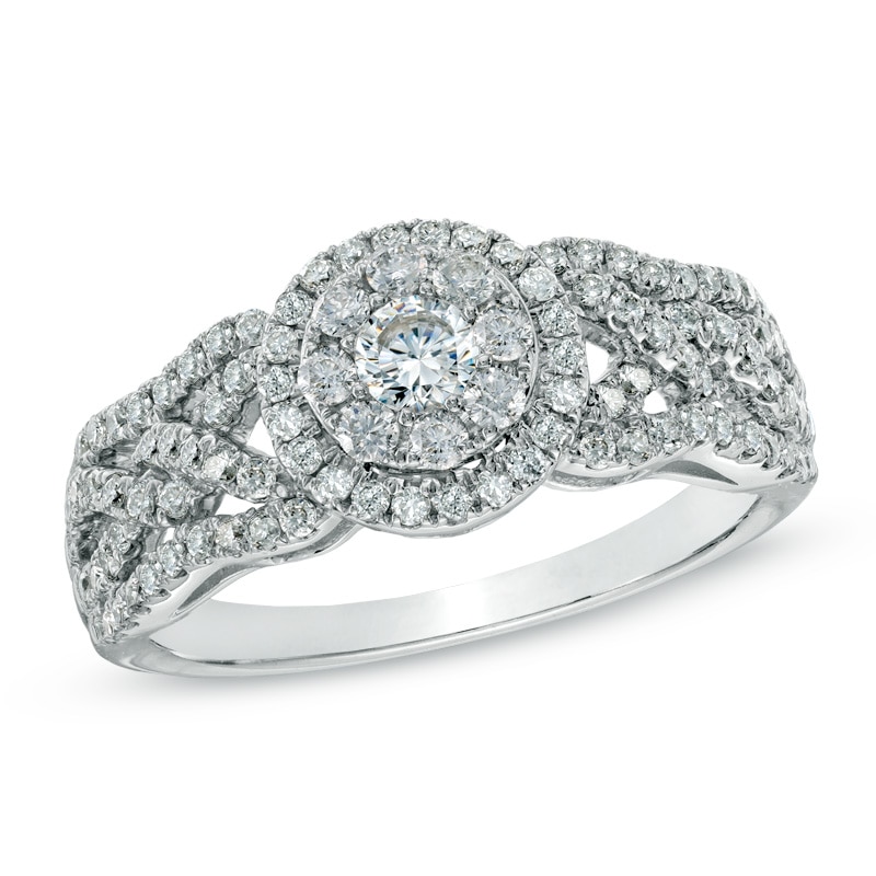 0.75 CT. T.W. Diamond Twisting Engagement Ring in 14K White Gold|Peoples Jewellers