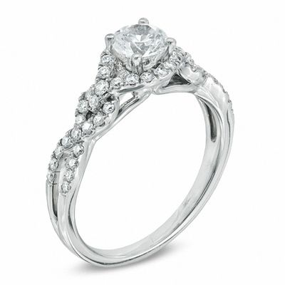 Celebration Canadian Lux® 0.78 CT. T.W. Certified Diamond Twist Engagement Ring in 18K White Gold (I/SI2)