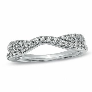 0.33 CT. T.W. Diamond Pavé Double Twist Contour Band in 14K White Gold