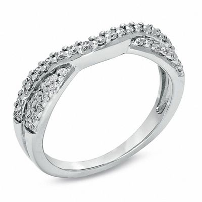 0.33 CT. T.W. Diamond Pavé Double Twist Contour Band in 14K White Gold