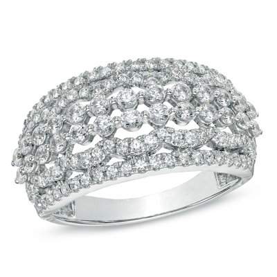 1.00 CT. T.W. Diamond Scallop Anniversary Ring in 10K White Gold