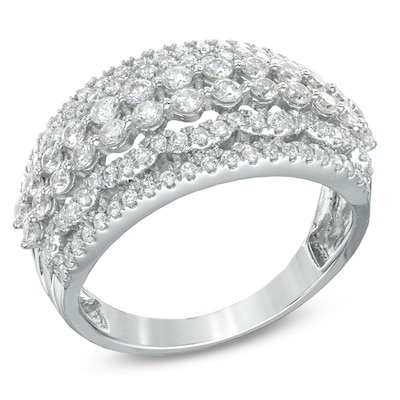 1.00 CT. T.W. Diamond Scallop Anniversary Ring in 10K White Gold