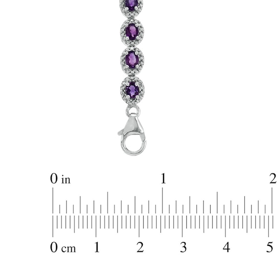 Oval Amethyst and 0.075 CT. T.W. Diamond Bracelet in Sterling Silver - 7.5"