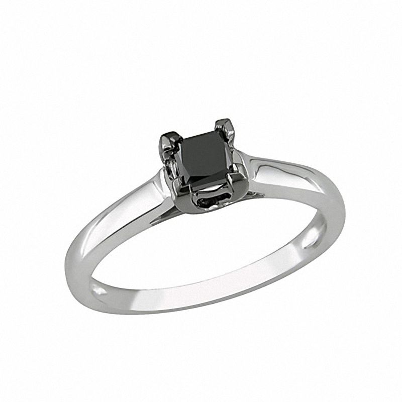 0.50 CT. Princess-Cut Black Diamond Solitaire Engagement Ring in 10K White Gold|Peoples Jewellers