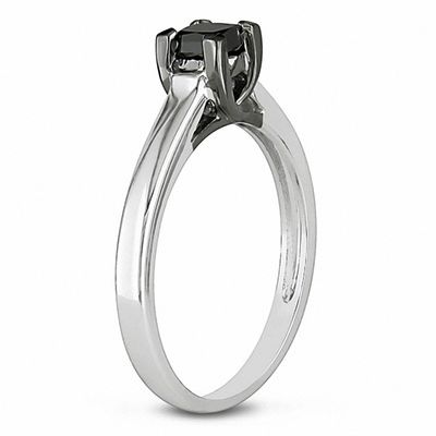 0.50 CT. Princess-Cut Black Diamond Solitaire Engagement Ring in 10K White Gold