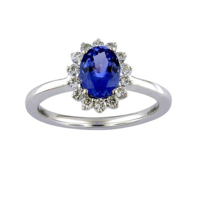 Oval Tanzanite and 0.25 CT. T.W. Diamond Ring in 10K White Gold