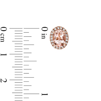 Oval Morganite and 0.14 CT. T.W. Diamond Frame Stud Earrings in 10K Rose Gold