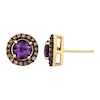 Thumbnail Image 0 of 6.0mm Amethyst and 0.36 CT. T.W. Enhanced Champagne Diamond Stud Earrings in 10K Gold
