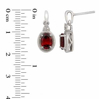 Oval Garnet and Lab-Created White Sapphire Pendant and Earrings Set in Sterling Silver