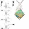 8.0mm Cushion-Cut Lab-Created Opal and White Sapphire Pendant and Ring Set in Sterling Silver - Size 7