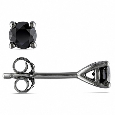 0.50 CT. T.W. Black Diamond Solitaire Earrings in Sterling Silver