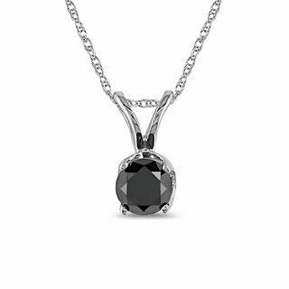 0.50 CT. Black Diamond Solitaire Pendant in 10K White Gold - 17"