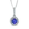 Thumbnail Image 0 of 5.5mm Tanzanite and Diamond Accent Pendant in 14K White Gold